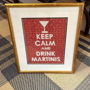 Keep calm and drink martinis hand stitched art